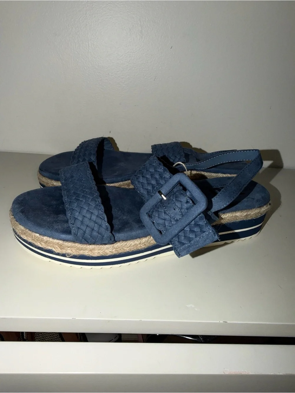 Xti 49726 Blue Woven Faux Suede Espadrille Wedge Slingback Sandals EU 41